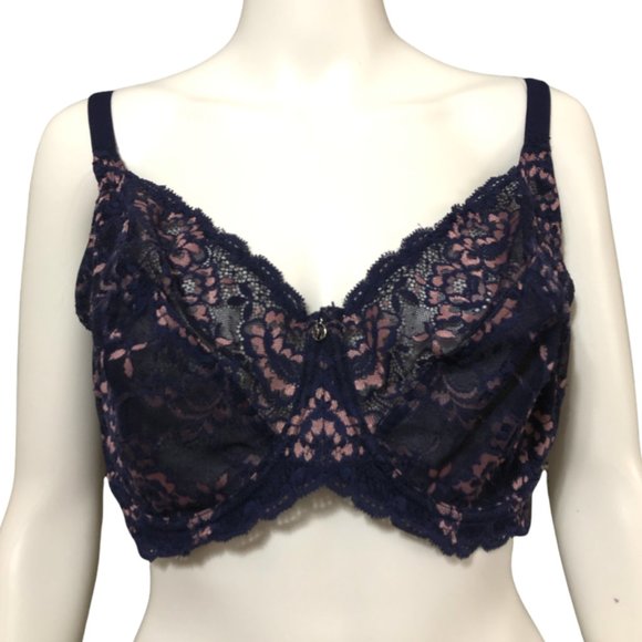 Montelle Blue/Pink Lacy Bra - Picture 1 of 4
